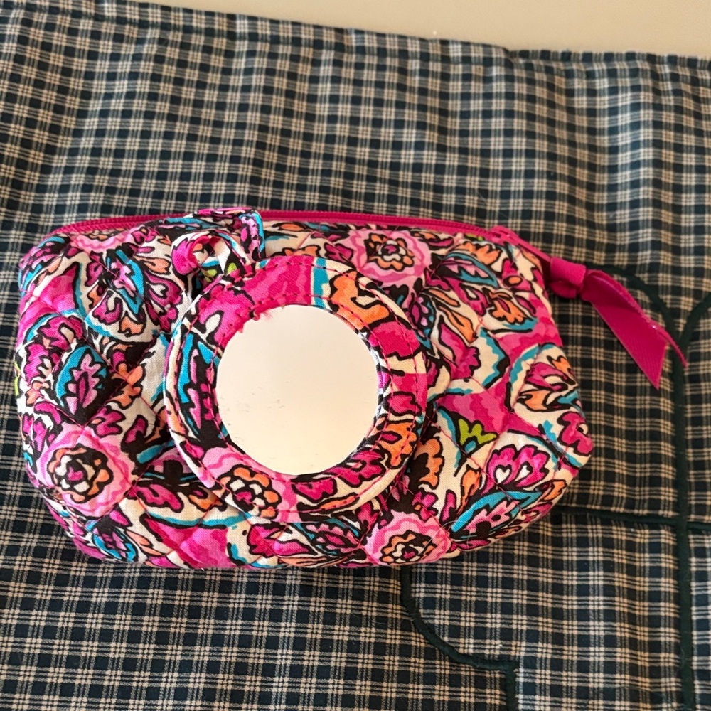 Floral Pink Vera Bradley pouch with attached mirror